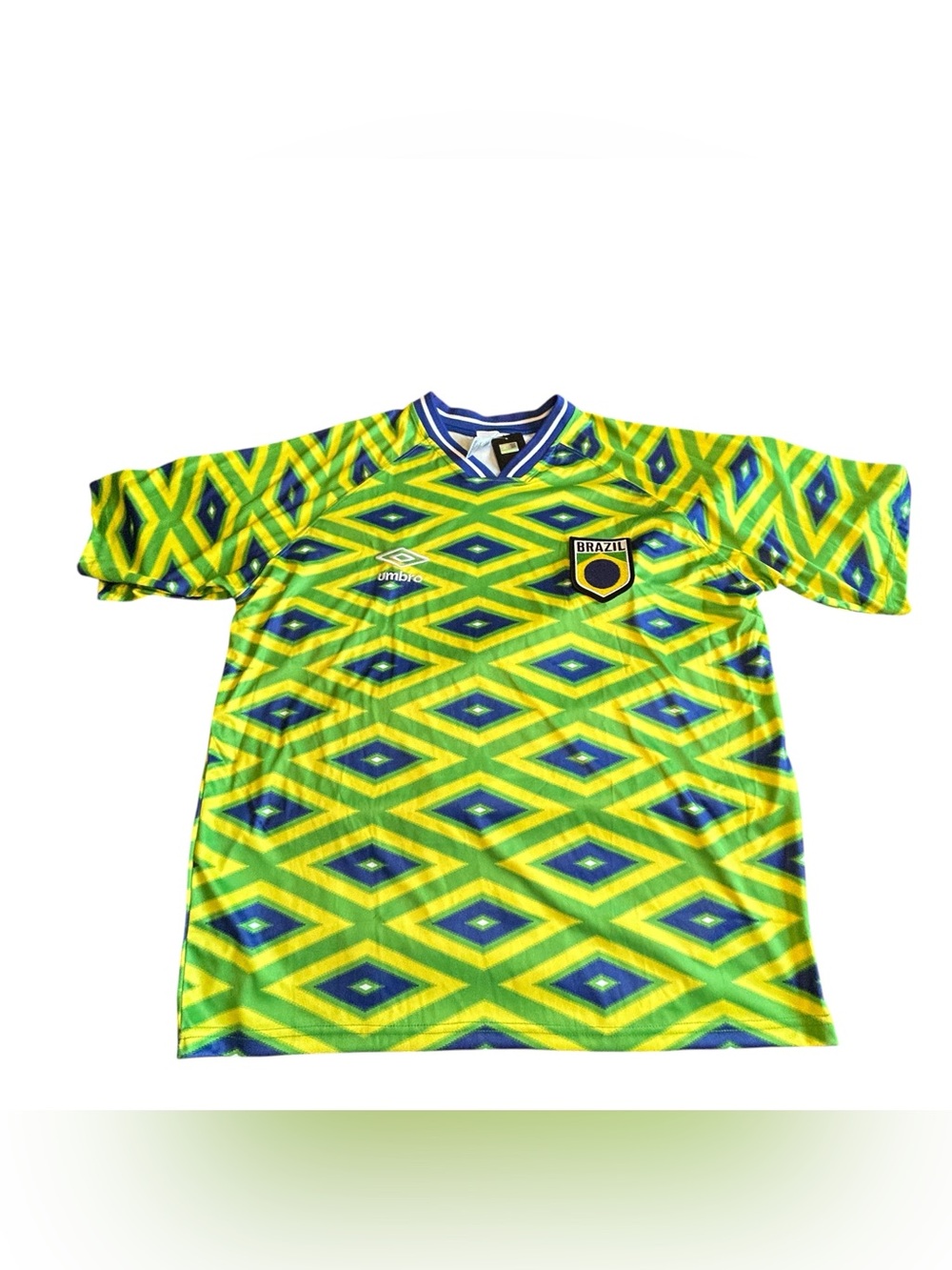 Umbro Brazil Green, Yellow & Blue Geometric Soccer Jersey